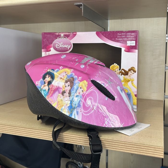 Roze Kinderhelm Disney princess met stijlvol design en veilige pasvorm voor jonge fietsers