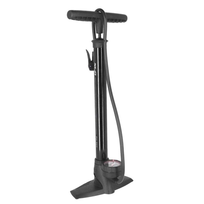 Blauwe Fietspomp XLC Delta met manometer en dubbele ventielaansluiting