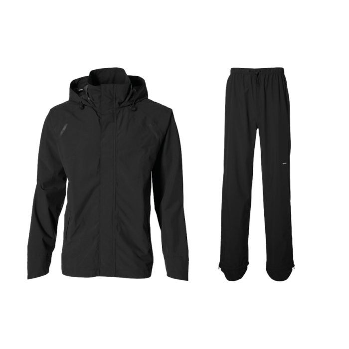 Unisex regenpak Basil Hoga in zwart, maat XL, met capuchon, reflectie en opbergzakje – ideaal voor fietsen in de regen