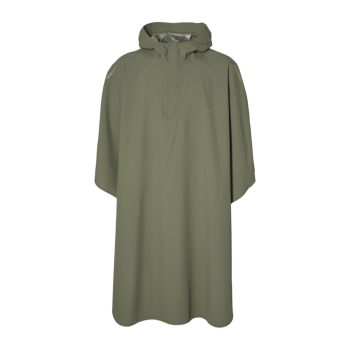 Unisex regenponcho Basil Hoga in olijfgroen, met capuchon, reflectie en waterdichte ademende stof