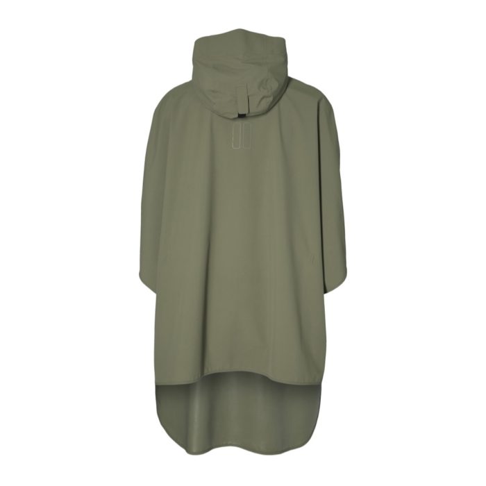 Unisex regenponcho Basil Hoga in olijfgroen, met capuchon, reflectie en waterdichte ademende stof