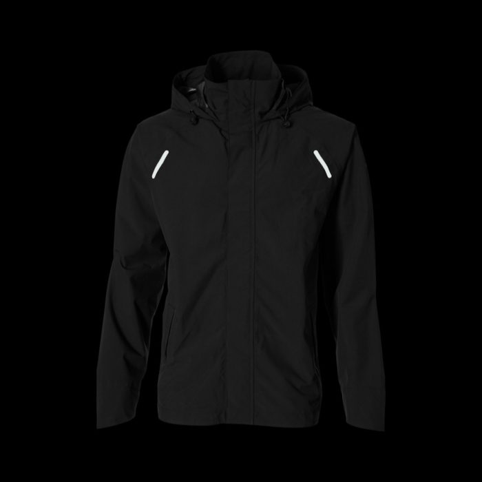 Unisex regenpak Basil Hoga in zwart, maat XL, met capuchon, reflectie en opbergzakje – ideaal voor fietsen in de regen