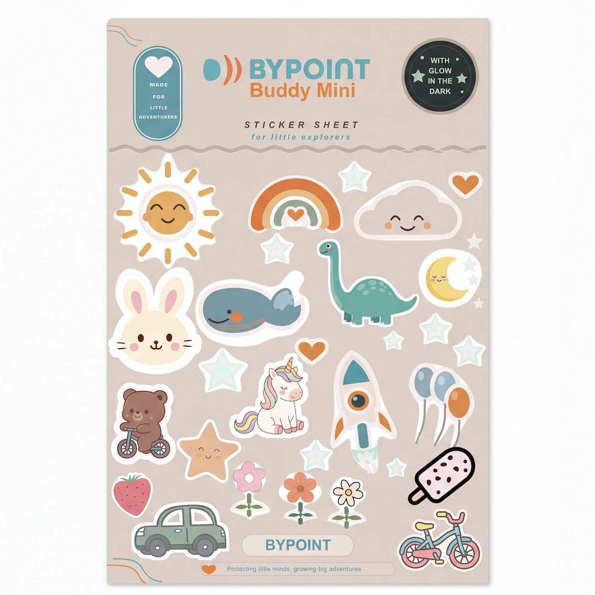 Bypoint Buddy Mini kinderhelm stickers stickervel